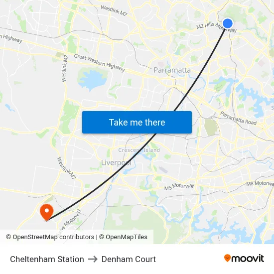 Cheltenham Station to Denham Court map