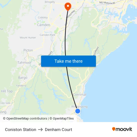 Coniston Station to Denham Court map