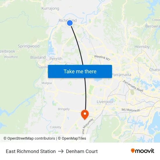 East Richmond Station to Denham Court map