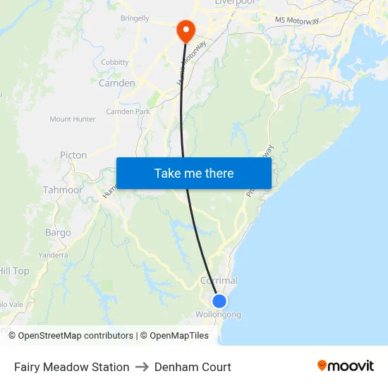 Fairy Meadow Station to Denham Court map