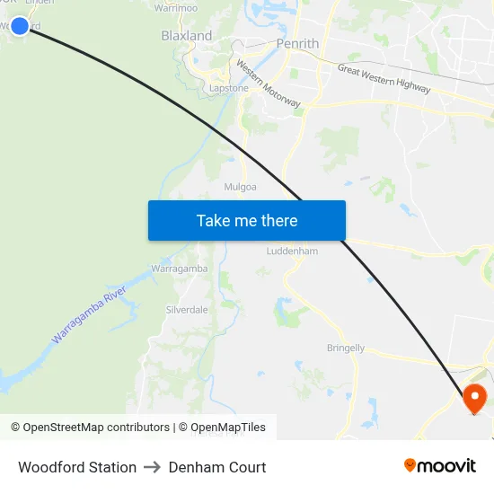 Woodford Station to Denham Court map