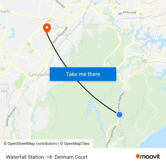 Waterfall Station to Denham Court map