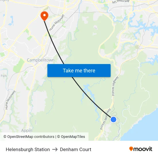 Helensburgh Station to Denham Court map