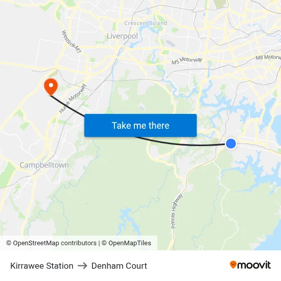 Kirrawee Station to Denham Court map