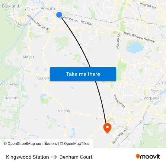 Kingswood Station to Denham Court map