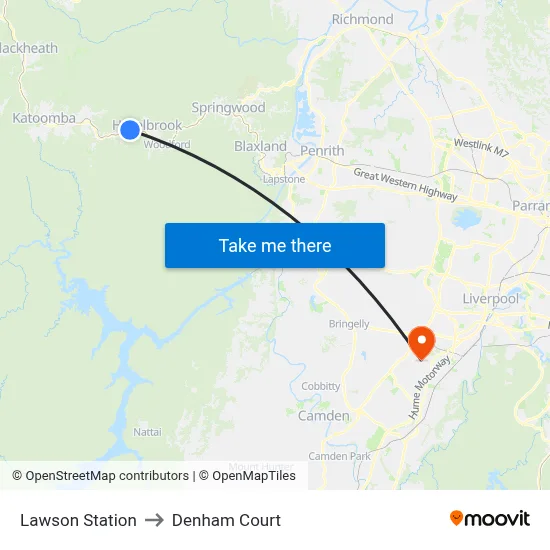 Lawson Station to Denham Court map