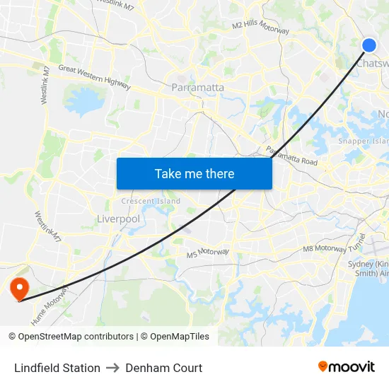 Lindfield Station to Denham Court map