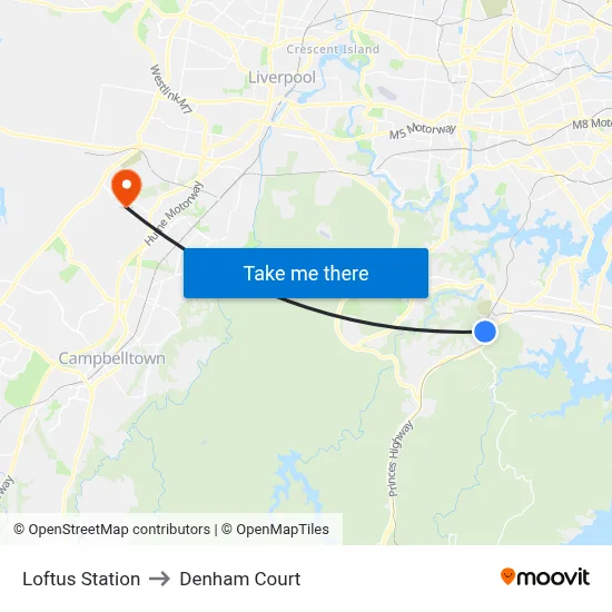 Loftus Station to Denham Court map