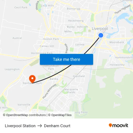 Liverpool Station to Denham Court map