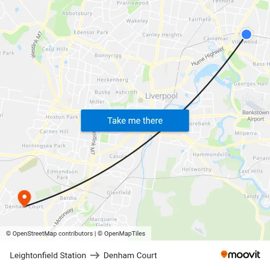 Leightonfield Station to Denham Court map