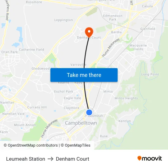 Leumeah Station to Denham Court map