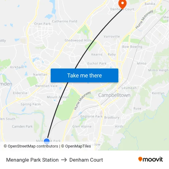 Menangle Park Station to Denham Court map