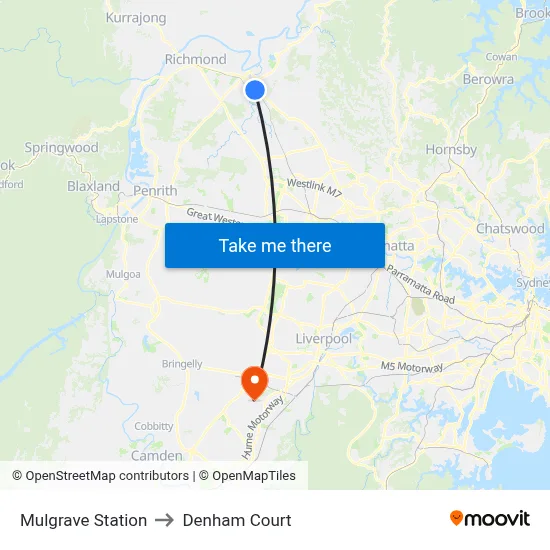 Mulgrave Station to Denham Court map
