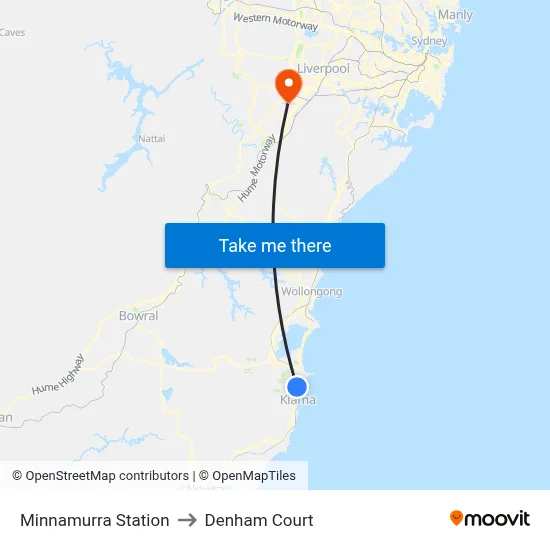 Minnamurra Station to Denham Court map