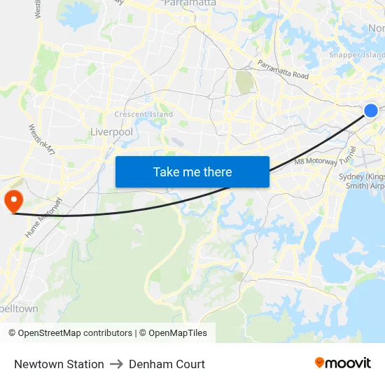 Newtown Station to Denham Court map