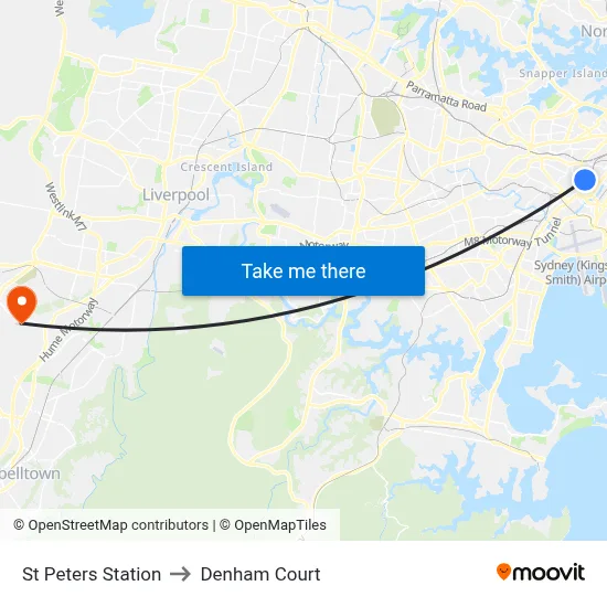 St Peters Station to Denham Court map