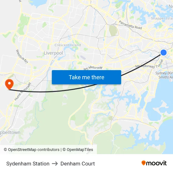 Sydenham Station to Denham Court map