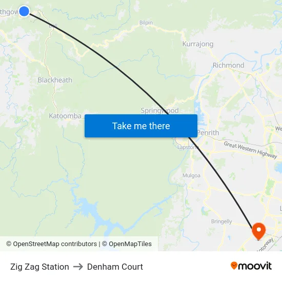 Zig Zag Station to Denham Court map