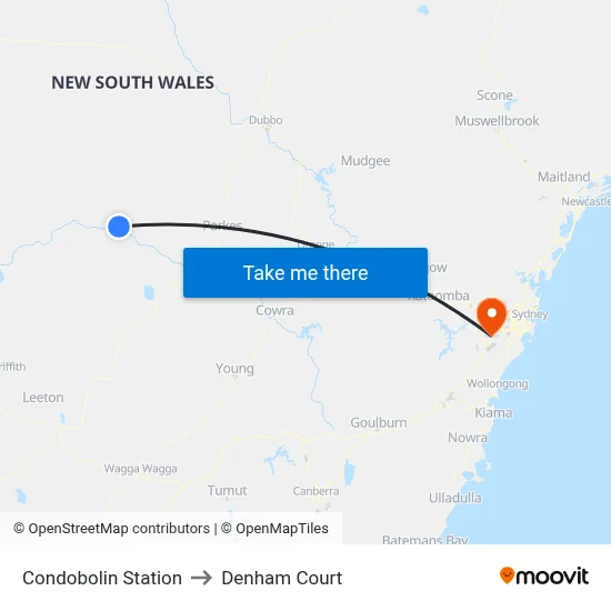 Condobolin Station to Denham Court map