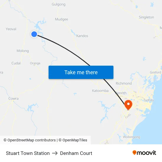 Stuart Town Station to Denham Court map