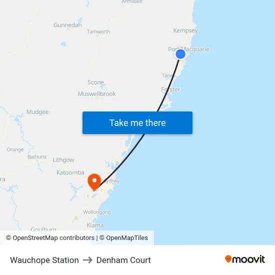 Wauchope Station to Denham Court map