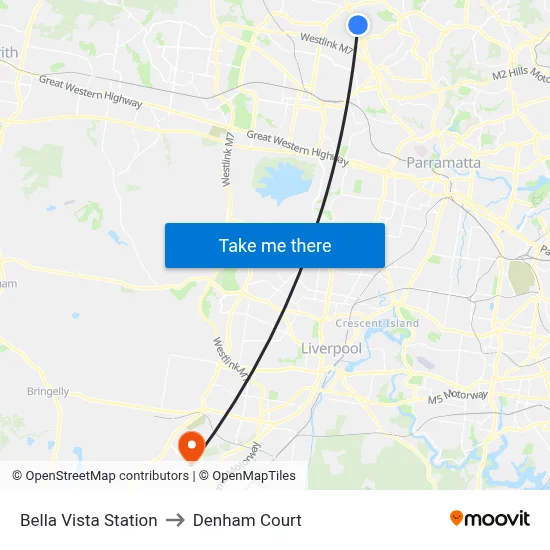 Bella Vista Station to Denham Court map