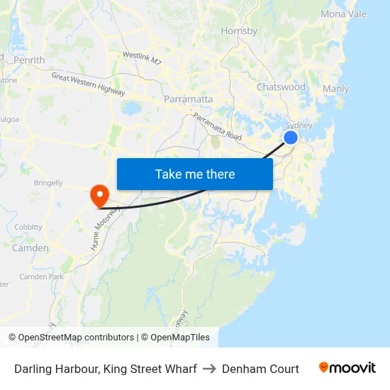 Darling Harbour, King Street Wharf to Denham Court map