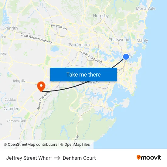 Jeffrey Street Wharf to Denham Court map