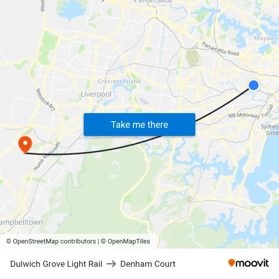 Dulwich Grove Light Rail to Denham Court map