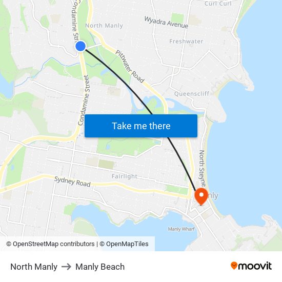 North Manly to Manly Beach map