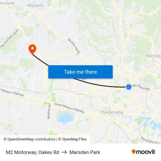 M2 Motorway, Oakes Rd to Marsden Park map