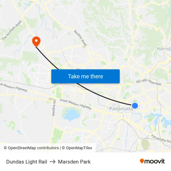 Dundas Light Rail to Marsden Park map