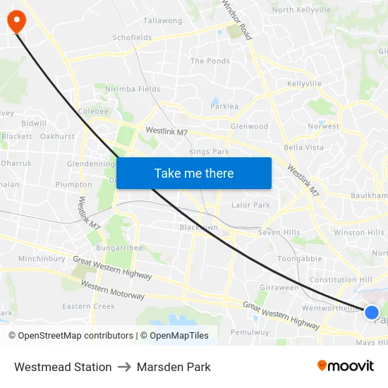 Westmead Station to Marsden Park map