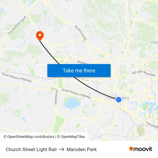 Church Street Light Rail to Marsden Park map