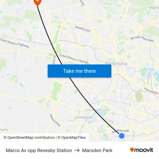 Marco Av opp Revesby Station to Marsden Park map