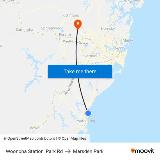 Woonona Station, Park Rd to Marsden Park map