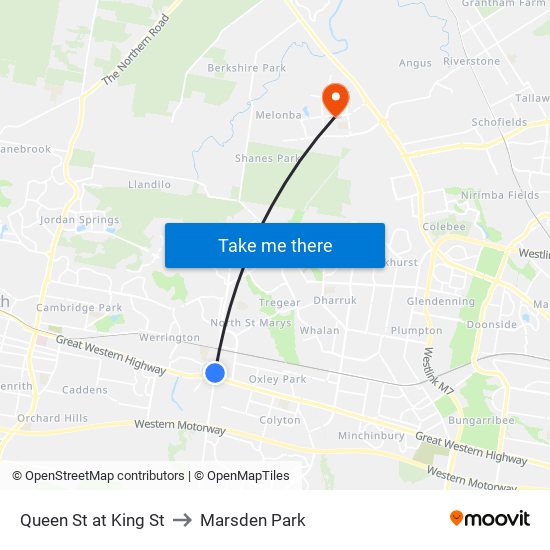 Queen St at King St to Marsden Park map