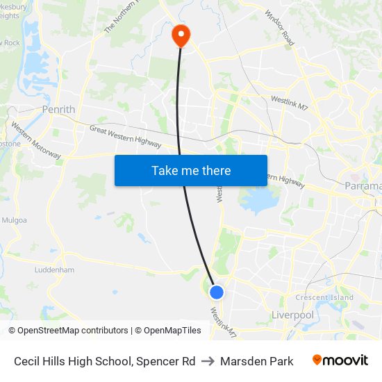 Cecil Hills High School, Spencer Rd to Marsden Park map