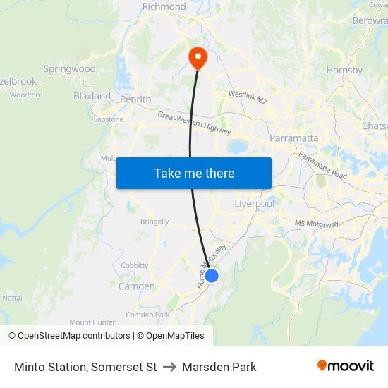 Minto Station, Somerset St to Marsden Park map