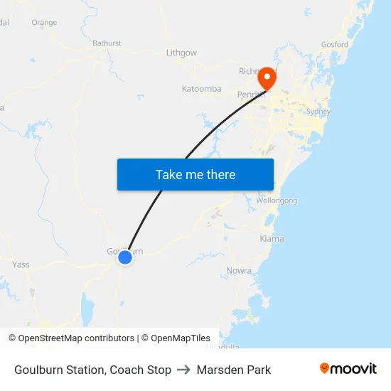 Goulburn Station, Coach Stop to Marsden Park map