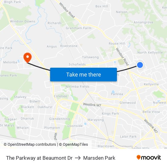 The Parkway at Beaumont Dr to Marsden Park map