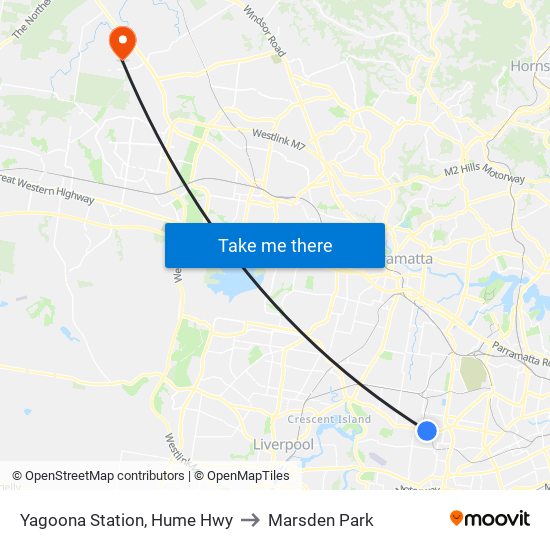 Yagoona Station, Hume Hwy to Marsden Park map