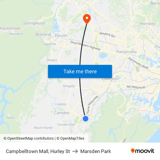 Campbelltown Mall, Hurley St to Marsden Park map