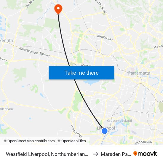 Westfield Liverpool, Northumberland St to Marsden Park map