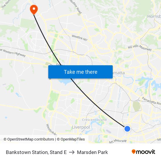 Bankstown Station, Stand E to Marsden Park map