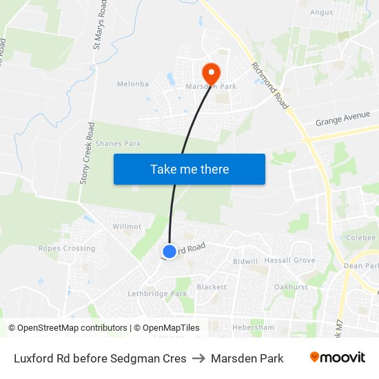 Luxford Rd before Sedgman Cres to Marsden Park map