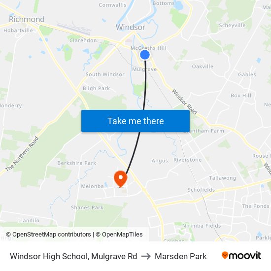 Windsor High School, Mulgrave Rd to Marsden Park map