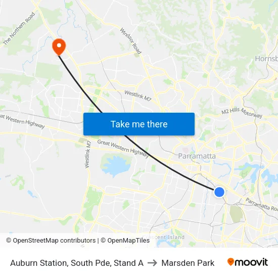 Auburn Station, South Pde, Stand A to Marsden Park map