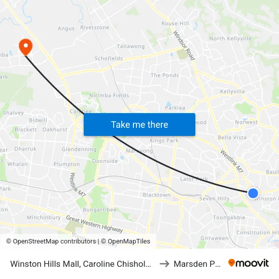 Winston Hills Mall, Caroline Chisholm Dr to Marsden Park map