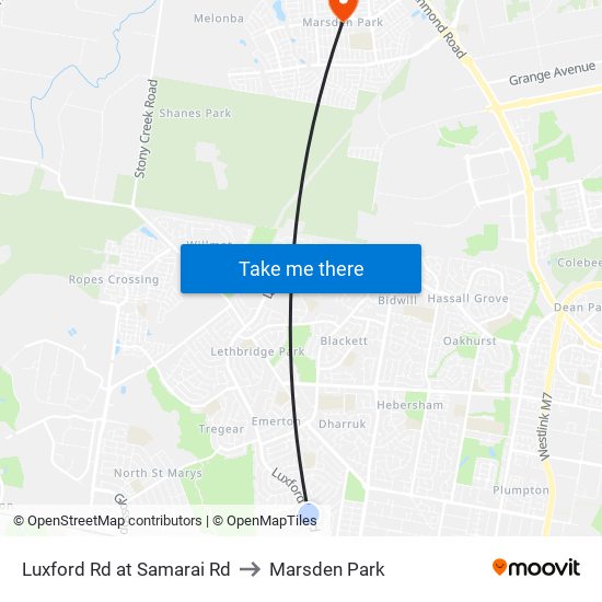 Luxford Rd at Samarai Rd to Marsden Park map